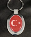 Ay Yıldızlı Kırmızı Oval Metal Anahtarlık