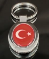 Ay Yıldızlı Kırmızı Oval Metal Anahtarlık