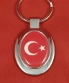 Ay Yıldızlı Kırmızı Oval Metal Anahtarlık