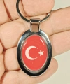 Ay Yıldızlı Kırmızı Oval Metal Anahtarlık