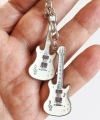 Beyaz İki Gitarlı Metal Anahtarlık