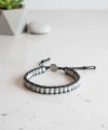 Gri Jespar Doğal Taş Örme Erkek Bilekliği 6X5 mm