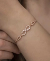 Gümüş Rose Baget Taşlı Sonsuzluk Bileklik
