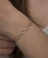 Gümüş Rose Baget Taşlı Sonsuzluk Bileklik