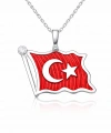 Gümüş Türk Bayrağı Kadın Kolye