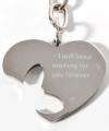 I will keep waiting for you forever... Yazılı Kalp Figürlü Metal Anahtarlık - Romantik Tasarım Aksesuar