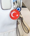 İpli Türk Bayraklı Nazar Boncuklu Cam Çanta Süsü