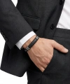 Moncuk Design Siyah Deri ve 316L Halat Çelik Erkek Bileklik 33514B19D2