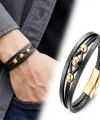 Moncuk Design Sarı Çelik Top Ve Siyah Deri Bileklik 33514B8D4