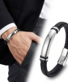 Moncuk Design İsim Yazılabilir Siyah Deri Ve Beyaz Titanyum Kilit Bileklik 33513B15D3