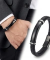 Moncuk Design İsim Yazılabilir Siyah Deri Ve Siyah Titanyum Kilit Bileklik 33513B15D4