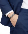Moncuk Design İsim Yazılabilir Mavi Siyah Deri Ve Beyaz Titanyum Kilit Bileklik 33513B15D6