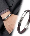 Moncuk Design İsim Yazılabilir Kırmızı Siyah Deri Ve Beyaz Titanyum Kilit Bileklik 33513B15D8