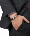 Moncuk Design İsim Yazılabilir Kırmızı Siyah Deri Ve Beyaz Titanyum Kilit Bileklik 33513B15D8