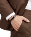 Moncuk Design İsim Yazılabilir Kahverengi Deri Ve Siyah Titanyum Kilit Bileklik 33513B15D11