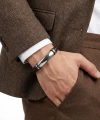Moncuk Design İsim Yazılabilir Kahverengi Deri Ve Bayaz Titanyum Kilit Bileklik 33513B15D12