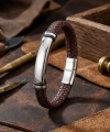 Moncuk Design İsim Yazılabilir Kahverengi Deri Ve Bayaz Titanyum Kilit Bileklik 33513B15D12