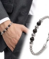 Moncuk Design Siyah Beyaz Çelik Top Ayarlanabilir Çelik Zincir Erkek Bileklik 33514B29D1