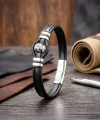 Moncuk Design Snowy Obsidian Rondela Doğaltaş Ve Deri Çelik Bileklik 33512B14D8