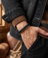 Moncuk Design Damla Çelik Siyah Zincir Deri Dolama Erkek Bileklik 33514B1D5