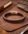 Moncuk Design Damla Çelik Zincir Kahve Rengi Deri Dolama Erkek Bileklik 33514B1D6
