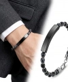Moncuk Design Snowy Obsidian Siyah İsim Yazılabilir Ve Ayarlanabilir Çelik Zincir Bileklik 33512B29D11
