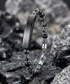 Moncuk Design Snowy Obsidian Siyah İsim Yazılabilir Ve Ayarlanabilir Çelik Zincir Bileklik 33512B29D11