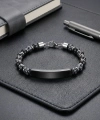 Moncuk Design Snowy Obsidian Siyah İsim Yazılabilir Ve Ayarlanabilir Çelik Zincir Bileklik 33512B29D11