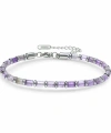 Moncuk Design Ametist Taşı & Silver Hematit Taşlı Ayarlanabilir Çelik Zincir Erkek Bileklik 33512B10D4M3