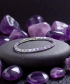 Moncuk Design Ametist Taşı & Silver Hematit Taşlı Ayarlanabilir Çelik Zincir Erkek Bileklik 33512B10D4M3