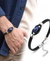 Moncuk Design Lapis Doğal Taşlı Çelik Ayarlanabilir Deri Erkek Bileklik 33512B14D13