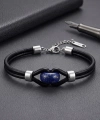 Moncuk Design Lapis Doğal Taşlı Çelik Ayarlanabilir Deri Erkek Bileklik 33512B14D13