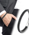 Moncuk Design  Oniks Doğal Taşlı Hasır Örgü Zincirli Erkek Çelik Bileklik 33512B28D11
