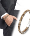 Moncuk Design  Odun Jasper Doğal Taşlı Hasır Örgü Zincirli Erkek Çelik Bileklik 33512B28D13