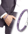 Moncuk Design  Ametist Doğal Taşlı Hasır Örgü Zincirli Erkek Çelik Bileklik 33512B28D16