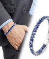 Moncuk Design  Lapis Doğal Taşlı Hasır Örgü Zincirli Erkek Çelik Bileklik 33512B28D17