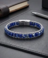 Moncuk Design  Lapis Doğal Taşlı Hasır Örgü Zincirli Erkek Çelik Bileklik 33512B28D17
