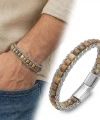 Moncuk Design Odun Jasper Doğal Taşlı Hasır Örgü Zincirli Erkek Çelik Bileklik 33512B28D3