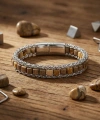 Moncuk Design Odun Jasper Doğal Taşlı Hasır Örgü Zincirli Erkek Çelik Bileklik 33512B28D3
