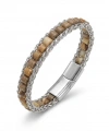 Moncuk Design Odun Jasper Doğal Taşlı Hasır Örgü Zincirli Erkek Çelik Bileklik 33512B28D3