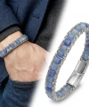Moncuk Design Mavi Aventurin Doğal Taşlı Hasır Örgü Zincirli Erkek Çelik Bileklik 33512B28D6