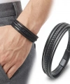 Moncuk Design Siyah Tüp Örgü Ve Çoklu Deri Bileklik - Zamak Kilit 33513B2D2Z