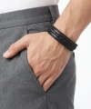Moncuk Design Siyah Tüp Örgü Ve Çoklu Deri Bileklik - Zamak Kilit 33513B2D2Z