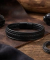 Moncuk Design Siyah Tüp Örgü Ve Çoklu Deri Bileklik - Zamak Kilit 33513B2D2Z