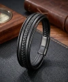 Moncuk Design Siyah Tüp Örgü Ve Çoklu Deri Bileklik - Zamak Kilit 33513B2D2Z