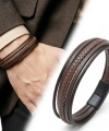 Moncuk Design Kahve Tüp Örgü Ve Çoklu Deri Bileklik - Zamak Kilit 33513B2D5Z