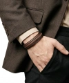 Moncuk Design Kahve Tüp Örgü Ve Çoklu Deri Bileklik - Zamak Kilit 33513B2D5Z
