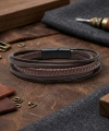 Moncuk Design Kahve Tüp Örgü Ve Çoklu Deri Bileklik - Zamak Kilit 33513B2D5Z