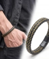 Moncuk Design Sarı İpli Siyah Deri Erkek Bileklik 33513B4D6Z