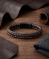Moncuk Design Kahve Saç Örgülü Deri Bileklik Zamak Kilit 33513B8D1Z